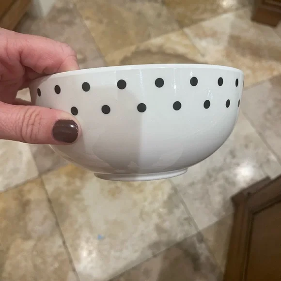 Kate Spade White Melamine 6” Bowls with black polka dots (Pink Label). Set of 4 - Picture 5 of 5